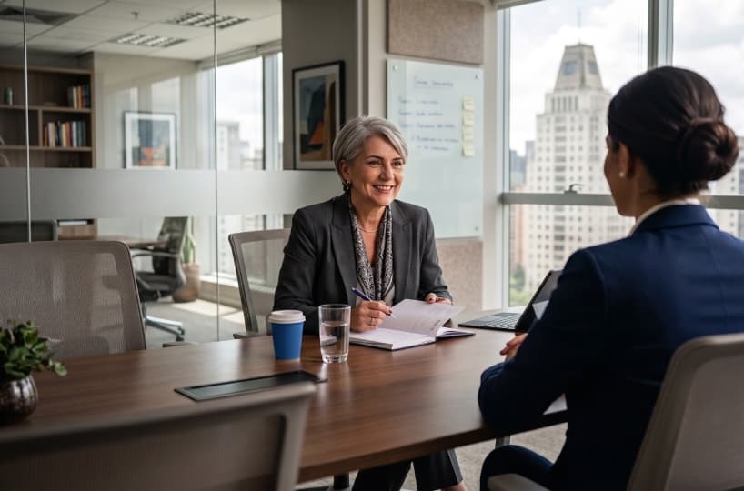 Sessão de coaching entre uma coach e sua cliente
